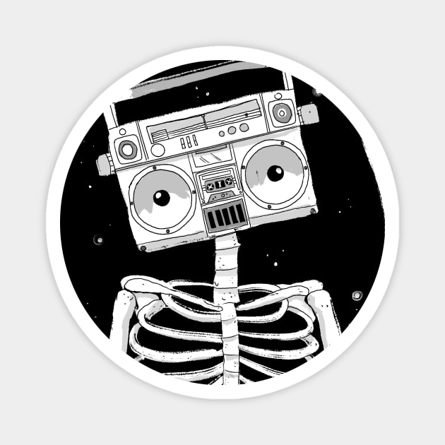 Radio + silly skeleton Magnet by Gummy Illustrations